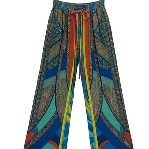 Black Bead Multicolor Patterned Pants  Size Large EUC